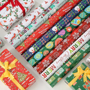 Yespery 50x70cm món quà giáng sinh giấy gói Cây giáng sinh bông tuyết in hình Santa Claus copperplate bó hoa giấy tự làm quà tặng giấy gói năm mới bao bì Nguồn cung cấp