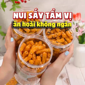 Nui Sấy Tẩm Vị (Vị Mắm Ớt & Vị Mắm Hành & Vị Rong Biển) - Hũ 200gr/300gr - giòn rụm- cay nhẹ - đồ ăn vặt - Bếp Chè Thái - nui sấy giòn