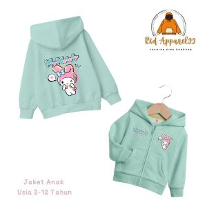 Jaket Zipper Karakter Melody Anak Perempuan Usia 2-12 Tahun Kids Bahan Fleece