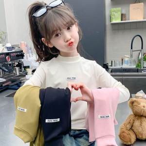Double-Sided Dralon Girl Long Sleeves T-shirt 2024 New Arrival Girl Autumn and Winter Inner Wear Blouse Kids Autumn Wear Bottoming Shirt
