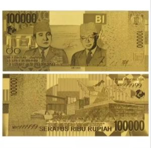 Souvenir Uang Antik 100000 Gold Foil edisi khusus Soekarno