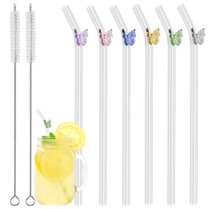 12/5pc Glass Straws Reusable Borosilicate Drinking Straws for Tea Juice Milkshake Home Party Drinkware Smoothie Cocktails Straw
