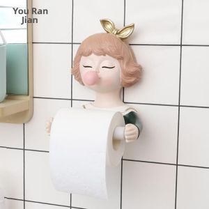GUANGMANZHI | Cartoon Girl Decorative Wall Mounted Tissue Box