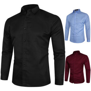 Kemeja Lelaki Long Sleeve Men Suit Shirt Business Formal Casual Korean Plus Size kemeja putih lelaki bajuTops