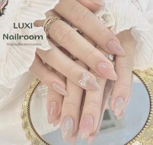 Nailbox - Móng Úp Thiết Kế Thủ Công Mẫu Thạch Hồng Tím Mắt Mèo Charm Nơ Hologram