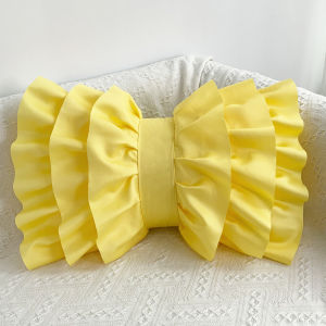 BUYNOW 1PC Plain Cushion Covers Suitable For Home Decor With Cute Bow Lace Suitable For Sofa Bedroom Living Room Pillowcases