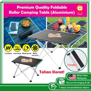 【COD】Foldable Camping Table Ultra-Light Weight Aluminium Folding Tables Multi-Purpose Egg Roll Barbecue BBQ Picnic Table Outdoor Tent Hiking Camp Furniture Portable Backpacking Beach Fishing Computer Fold Desk (Size S / Size XL)