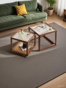 Modern Minimalist Bamboo Court Square Tea Table with Glass Finish for Home Use Versatile Design for Small Spaces
