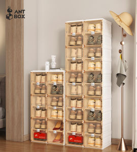 ANTBOX Kabinet Sepatu Boots Serbaguna Ukuran 10 Box Kabinet Sepatu Susun Estetik Bebas Instalasi
