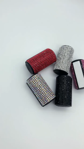 Rhinestone Car Chapstick Holder Upright Car Lipstick Holder Silicone Sparkling Lip Balm Holder