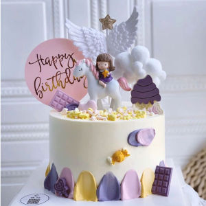Princess Horse Riding Cake Decoration Angel Unicorn Fairy Girls Birthday Baking Ornament Popular Creative Small Fairy Tale Figure