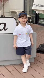 Set bộ polo Xe sắc màu bé trai áo thun polo tay ngắn và quần short jean 9 tới 28kg BERNIE T1125B09
