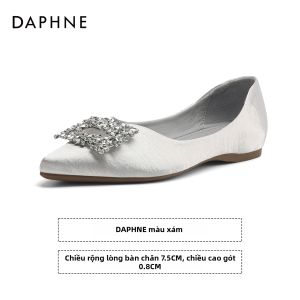 Daphne | Giày Bệt Mũi Nhọn Phong Cách Pháp Đính Nút Pha Lê