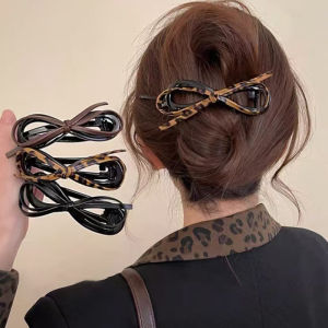 New Twisted Hair Clip PU Bow Barrettes Large Size Hair Clips Plastic Hairpin Sweet Daily Headwear Women Hair Accessories