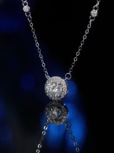 LOVETIA Kalung Moissanite Bulat s925 Perak Sertifikat GRA XMZ009