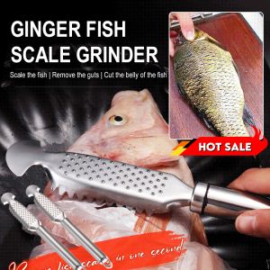 Ginger Fish Scale Scraper Fish Skin Brush Practical Fish Scale Remover Stainless Steel Manual Tool 磨姜鱼鳞刨