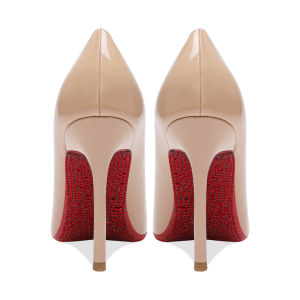 รองเท้าส้นสูงหัวแหลมสีแดงประดับคริสตัลสำหรับผู้หญิง รองเท้าส้นเดี่ยวแฟชั่นฤดูใบไม้ผลิและฤดูใบไม้ร่วง รองเท้าส้นเดี่ยวหัวแหลมสุดเซ็กซี่สำหรับกลางคืน