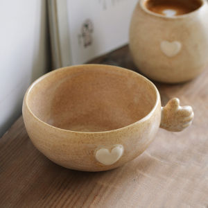 Zeteng Home Breakfast Bowl with Handle Coarse Ceramics Pudding Oats Matte Porcelain Original Personality Ins Style Dining Utensils