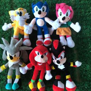 < Available > 28CM Movie Sonic Plush Toy Black Blue Shadow Hedgehog Soft Stuffed Dolls Backpack Schoolbag Pendant Children Gift
