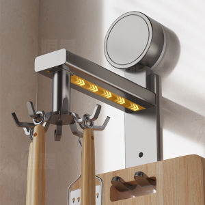 Powerful Suction Cup Rotating Hook Kitchen Wall Mounted Spoon Pot Holder Space Aluminum No Drilling Required Storage Rack