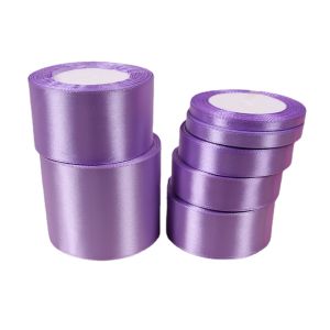 Ruộng Lụa Satin Màu Tím Nhạt Dùng Trang Trí Tiệc Cưới Gói Quà May Vá Giáng Sinh Chất Liệu Polyester Hai Mặt Khổ 6-50MM