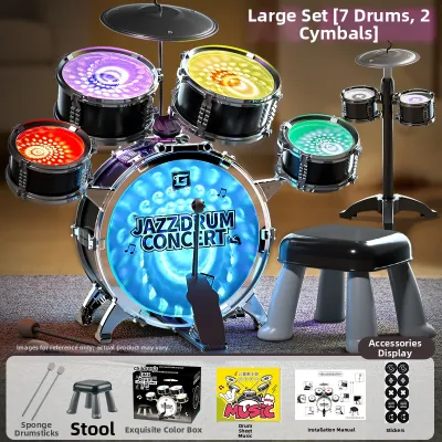 YISBRO | Starter Practice Drum Set for Kids with Rainbow Lights