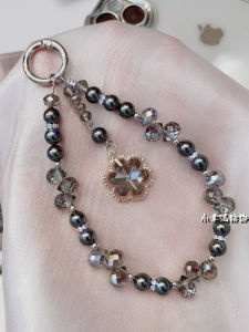 Handmade Crystal Pearl Snowflake Pendant Mobile Phone Chain Short Portable Handheld Fashion Jewelry Accessory for Digital Gadgets