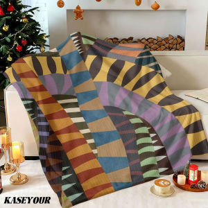 Beast Kingdom | Abstract Colorful Striped Winter Summer Flannel Blanket Throw Fleece Soft Fuzzy Plush Cozy Fleece Blankets for Sofa Ideal Gifts
