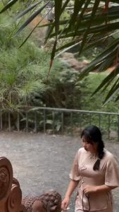 Bộ đồ lam đi chùa nữ chất vải tuyết nhung nút hoa tay bồng Thiên Di - Pháp phục đi chùa nữ cao cấp dành cho phật tử D01