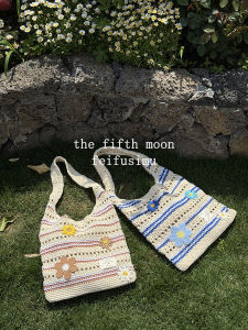 Túi Xách Tay Thắt Nút Cotton Thủ Công TheFifthMoon Túi Đeo Vai Đơn Túi Xách Thường Ngày Túi Xách Mùa Hè Túi Xách Nữ Túi Xách Nữ