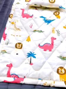 Tặng kèm túi Bộ gối nệm cho bé đi mầm non vải cotton thắng lợi mềm mát họa tiết hoạt hình gẫn gũi thân thiện