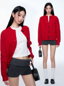 OVZE Minimalist Lazy Style round Neck Retro Open Cardigan Sweater Womens New Casual Knitted Top Versatile Comfortable Spring Fashion