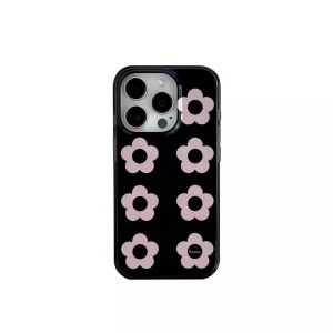 เคสโทรศัพท์มือถือแบบดูดซับแม่เหล็ก Theearthroom Blackpink Flower Print Double Layer Imd Pink Flower Protection Case for iPhone 16 pro Max/15 pro