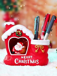 Đèn ngủ kiêm đồ cắm bút nhân vật hoạt hình ông già Noel/Doraemon/Lotso/Thủy Thủ nhiều màu Tượng trang trí bàn có đèn led