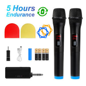 Kebidumei | Wireless Microphone 2 Channels VHF Fixed Frequency Handheld Mic Micphone For Party Karaoke Professional Church Show Meeting