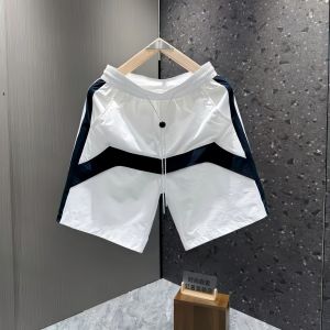 Summer Mens Casual Shorts Elastic Waist Drawstring Lightweight Breathable Comfortable Patchwork Color Block Design Korean Style
