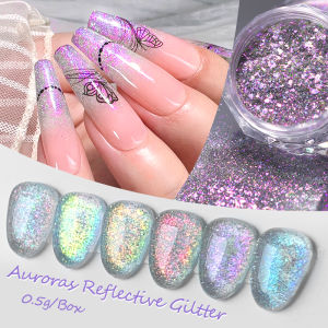 BORN PRETTY 1 Box Auroras Reflective Giltter Nails Powder UV Gel Polish Chrome Pigment Nail Art Decoration Accessorie