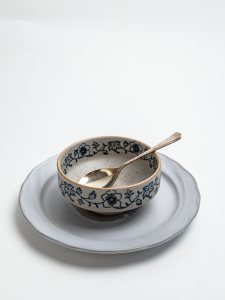 Retro Ceramic Rice Bowl 4.5 Inch Hand-Painted Underglaze High Foot Restaurant Creative Pattern Dessert Sugar Water Bowl