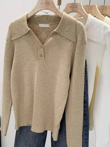 Slimming Polo Neck Long Sleeve Knitted Sweater Womens Base Layer Top Spring New Style Coolmax Fiber Polyester Blend Regular Fit