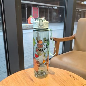 800ML Kids Water Sippy Cup Creative Cartoon Cup with Straws Leakproof Water Bottle Outdoor Portable Childrens Plastic Water Cup