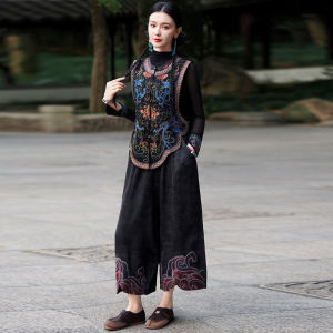 Thanh Lịch Thêu Dân Tộc Phong Cách Thoải Mái Rộng Rãi Cao Thoải Mái Vòng Eo Chiều Dài Mắt Cá Chân Quần Thời Trang Hoa Phong Cách Harajuku Quần