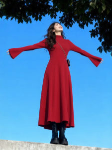 SUHUIQIAN | Knit Dress Long Slim Waist Embracing Winter