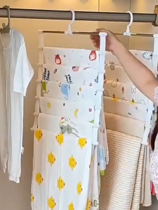 Multi functional folding pants rack stainless steel seamless home multi-layer anti slip dormitory storage artifact