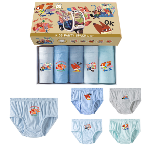 5-Piece Cotton Boys Briefs Zootopia Smart Finnick Cartoon Printed Toddlers Children Triangle Underwear Breathable Kids Knickers