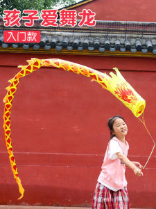 Kids Dragon Dance Ribbon Fitness Luminous Dragon Dance Telescopic Rod Color Stripes Dragon Kids Special Hand Dragon Ribbon Spinning Diabolo Dragon Props
