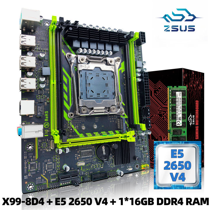 ZSUS X99-8D4 Motherboard Set Kit With LGA2011-3 Xeon E5 2650 V4