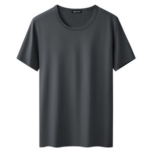 MiiOW | เสื้อยืดคอตตอนโมดอลผ้าไหมน้ำแข็งสำหรับผู้ชาย แขนสั้น ทรงหลวม สีขาว คอกลม ระบายอากาศได้ดี เสื้อผ้าทำงานฤดูร้อน