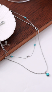 Dây chuyền nữ titan Eleanor Accessories vòng cổ layer mặt hình tròn phụ kiện trang sức 8878