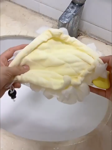 2-In-1 Bath Loofah Sponge Baths Ball With Drawstring Soft Bath Loofah Dual-Function Cotton Bath Loofah Shower Washcloth Set