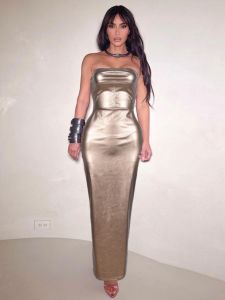 ชุดเดรสยาวผ้า PU ซิปเซ็กซี่สำหรับผู้หญิง ฤดูใบไม้ผลิและฤดูร้อน แขนกุด เอวกลาง กระโปรงทรงเอ ชุดเดรสยาวคลุมเข่า